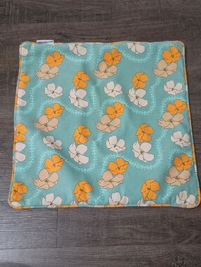 Fighting Eel Aqua Floral Pillow Cover with Orange and White Puakenikeni